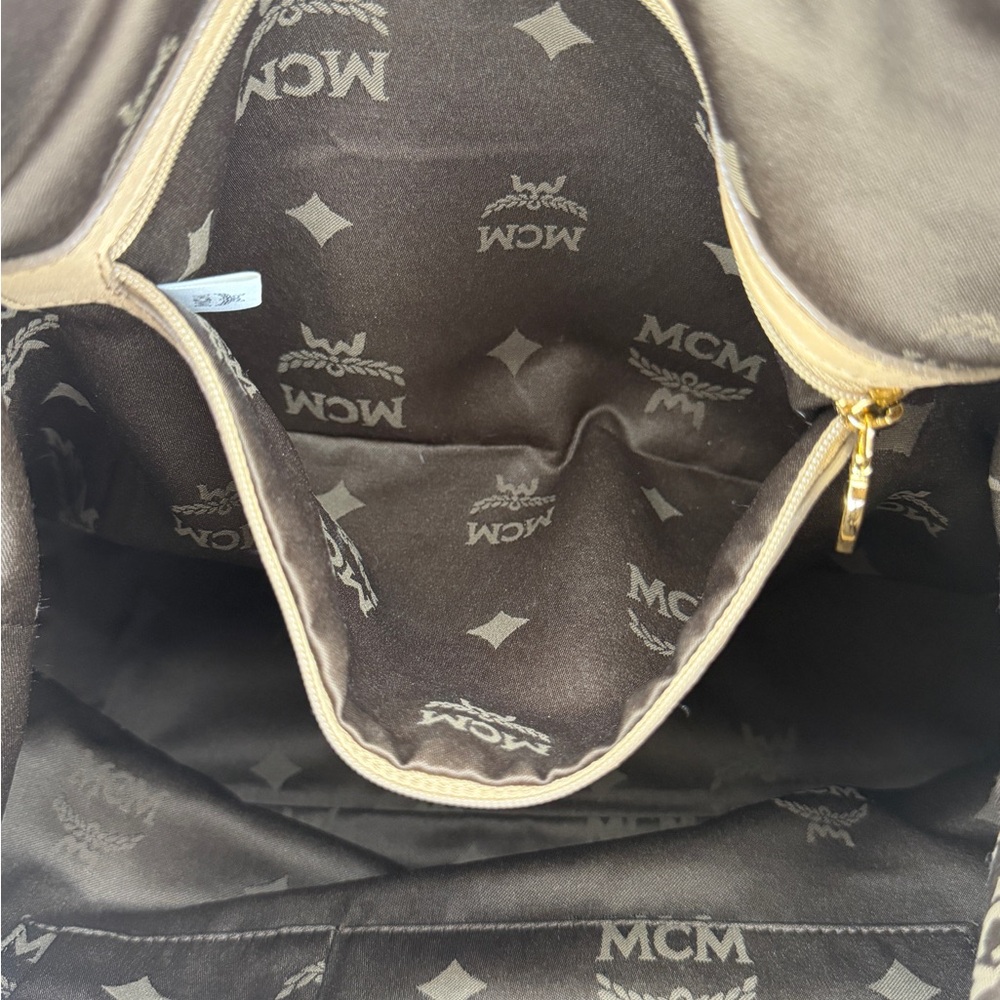 MCM Light Beige Visetos Leather Monogram Hobo Shoulder Bag | Lock & Key Included - Picture 12 of 12